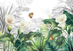 Tropical plant wind wallpaper mural | calla lotus butterfly mural - Carving wallpaper