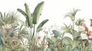 Tropical Rainforest Plant Wallpaper Mural | Banana Leaves, Palm Trees - Carving wallpaper