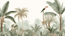 Tropical Rainforest Wallpaper Mural | toucans, banana leaves, palm trees - Carving wallpaper