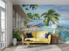 Tropical Sea View Wallpaper Mural | Coconut Grove and Blue Sea - Carving wallpaper