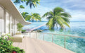 Tropical Sea View Wallpaper Mural | Coconut Grove and Blue Sea - Carving wallpaper