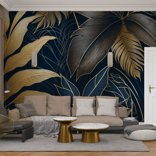 Tropical Wallpaper | Golden Leaves - Carving wallpaper
