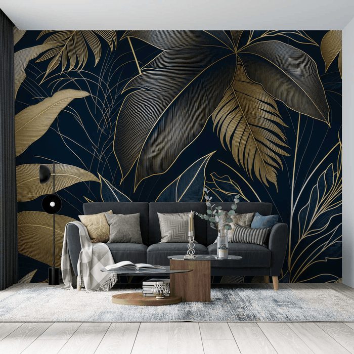 Tropical Wallpaper | Golden Leaves - Carving wallpaper