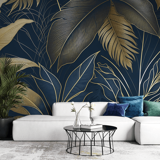 Tropical Wallpaper | Golden Leaves - Carving wallpaper