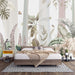 Tropical green plant wallpaper | Natural decoration painting for bedroom and living room featuring rainforest greenery and butterfly elements for a forest-style, elegant home