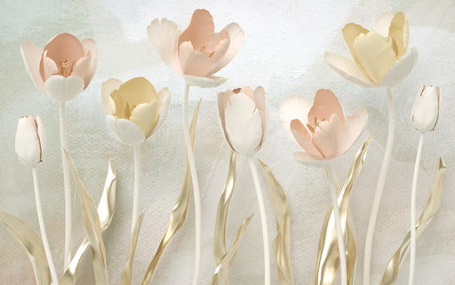 Tulip Flower Mural Wallpaper | Elegant Tulip Flower Wallpaper - Carving wallpaper