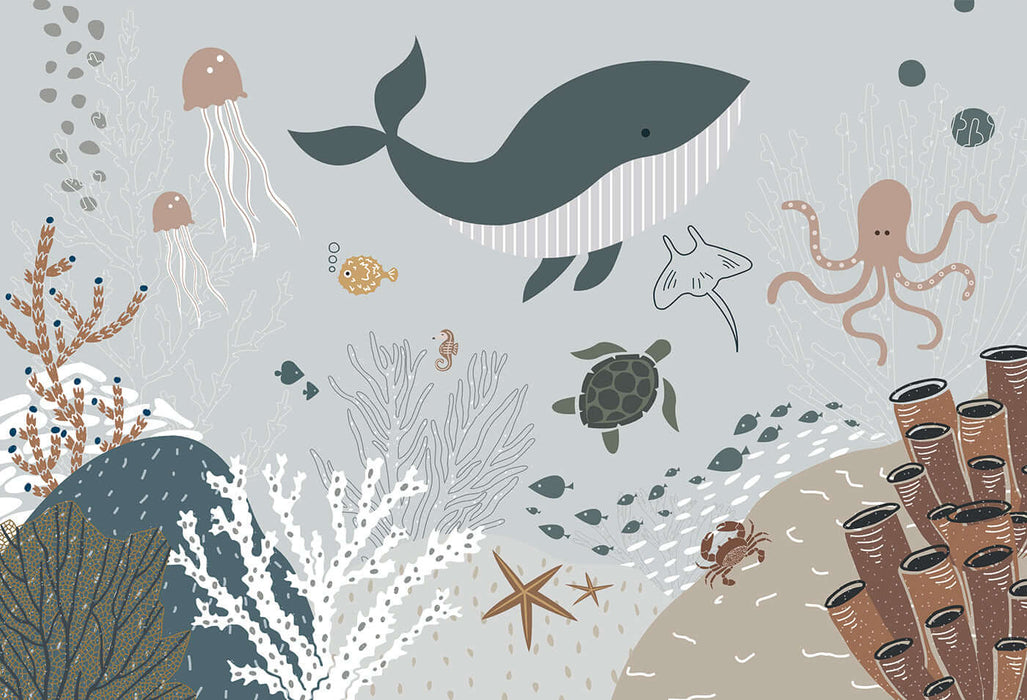Underwater World Wallpaper | Children's Room Bedroom Ocean Style Decorative Painting