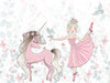 Unicorn Ballet Girl Wallpaper Mural | Princess Style Nursery Decor | Dreamy Kids Room Wall Design