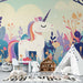 Unicorn Forest Wallpaper Mural | Children's Room Bedroom Fairy Tale Decorative Wall - dreamy unicorn wall art with fairy tale forest backdrop for kids