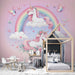 Unicorn & Rainbow Butterfly Wallpaper Mural | Dreamy Girls Room Decor | Pink Cloud Nursery Wall