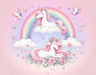 Unicorn & Rainbow Butterfly Wallpaper Mural | Dreamy Girls Room Decor | Pink Cloud Nursery Wall with unicorns, rainbow, butterflies, clouds, roses