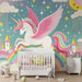Unicorn Rainbow Wallpaper Mural | Children's Room Bedroom Fairy Tale Decorative Wall