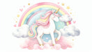 Unicorn Wallpaper Mural | A Rainbow Unicorn and Clouds - Carving wallpaper