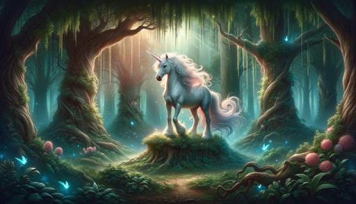 Unicorn Wallpaper Mural | Magic Forest - Carving wallpaper