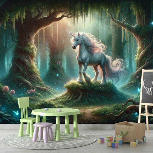 Unicorn Wallpaper Mural | Magic Forest - Carving wallpaper