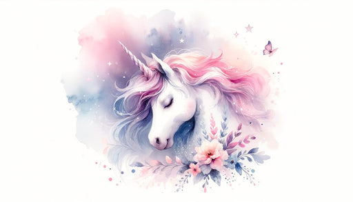 Unicorn Wallpaper Mural | Watercolor Butterfly and Flower - Carving wallpaper