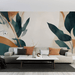 Unique leaf wallpaper in orange and green - Carving wallpaper