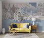 Urban Architecture Wallpaper Mural | Light Color Urban Street View Hand drawn Style - Carving wallpaper