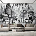 Urban coffee themed wallpaper mural | Black and white city - Carving wallpaper