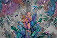 Vibrant Tropical Palm Leaf Wallpaper Mural – Grey Jungle Oasis with Botanical Accents