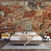 Vintage Brick Wall Wallpaper Mural showcasing an industrial vintage brick wallpaper mural in a modern bedroom setting.