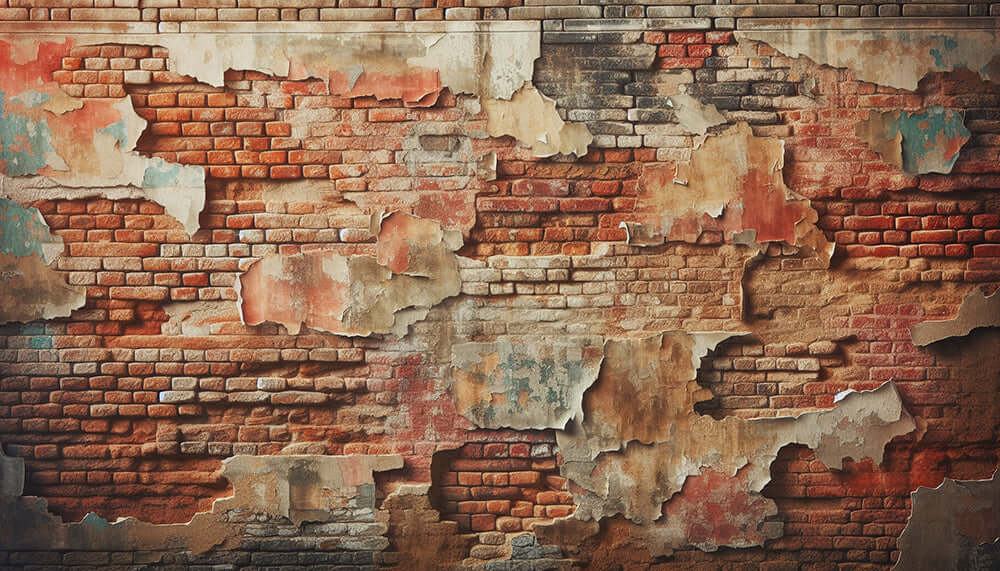 industrial vintage brick wallpaper mural featuring mottled textures and aged colors for retro decor.
