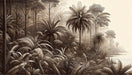 Vintage Brown Jungle Wallpaper Mural | Hand-Painted Tropical Ambiance