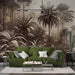 Vintage Brown Jungle Wallpaper Mural | Hand-Painted Tropical Ambiance - lush jungle scene with vintage brown tones for a serene, soulful wall backdrop