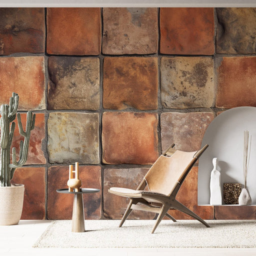 Vintage ceramic tile texture wallpaper mural | Stone wall - Carving wallpaper