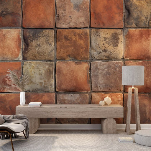 Vintage ceramic tile texture wallpaper mural | Stone wall - Carving wallpaper
