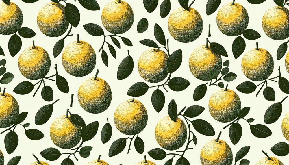 Vintage Citrus Gold & Green Leaves Wallpaper Mural - Natural Botanical Elegance
