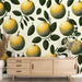 Vintage Citrus Gold & Green Leaves Wallpaper Mural - Natural Botanical Elegance