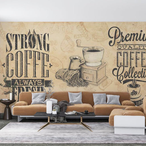 Vintage coffee themed mural wallpaper | Filled with rich coffee flavor - Carving wallpaper