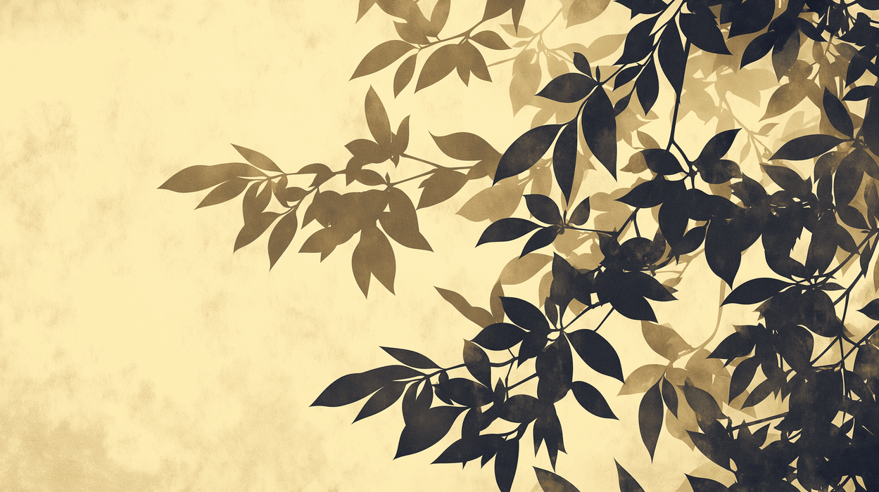 Vintage Dark Brown Leaf Silhouette Wallpaper Mural - Nature-Inspired Botanical Art for Bedroom & Living Room