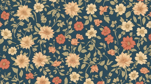 Vintage floral wallpaper mural | Deep blue flowers - Carving wallpaper