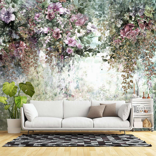 Vintage Flower Garden Wallpaper | Romantic Decorative Wall in Living Room and Bedroom decor featuring lush blooms and Monet-like garden atmosphere