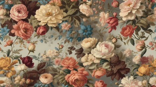 Vintage Flower Wallpaper Mural | Peony Rose - Carving wallpaper