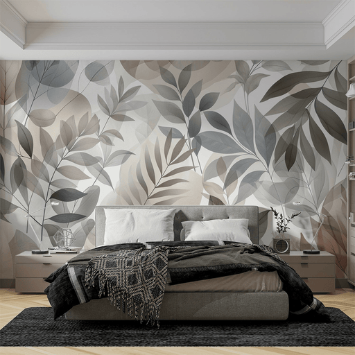 Vintage Leaf Wallpaper Mural | Leaves, Various Dim Colors - Carving wallpaper