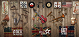 Vintage music elements wallpaper murals | Nostalgic instrument bar style - Carving wallpaper