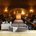 Vintage Wine Cellar Wallpaper Mural | Château - Style Brick & Oak Barrel Décor - Carving wallpaper