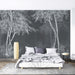 Wabi Sabi Dark Forest Wallpaper | Minimalist Tree Line Mural | Mysterious Zen Décor for Bedroom & Living Room