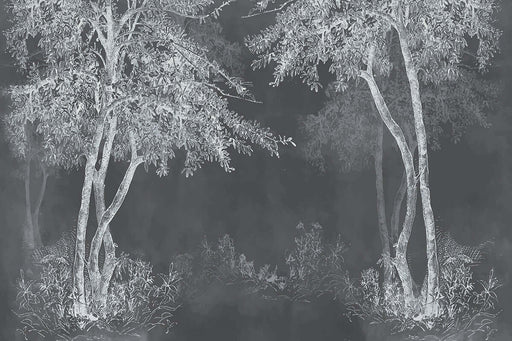 Wabi Sabi Dark Forest Wallpaper | Minimalist Tree Line Mural | Mysterious Zen Décor for Bedroom & Living Room