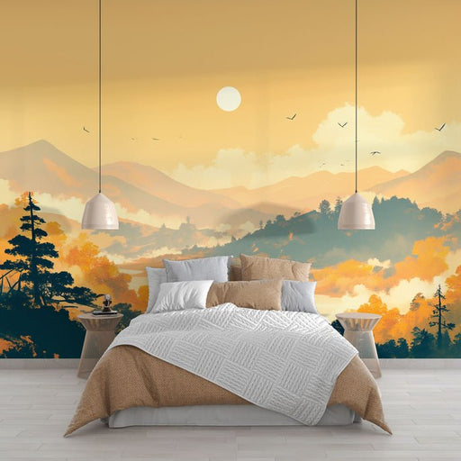Wallpaper Mountain | Forest Mural Painting - Carving wallpaper
