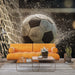 Wallpaper mural of football goal breaking moment | Sports style decorative wall in boys' room