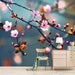 Wallpaper mural of blooming cherry blossoms | pink petals are delicate and lovely - Carving wallpaper