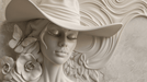 Wallpaper mural with hat | Woman sculpture - Carving wallpaper