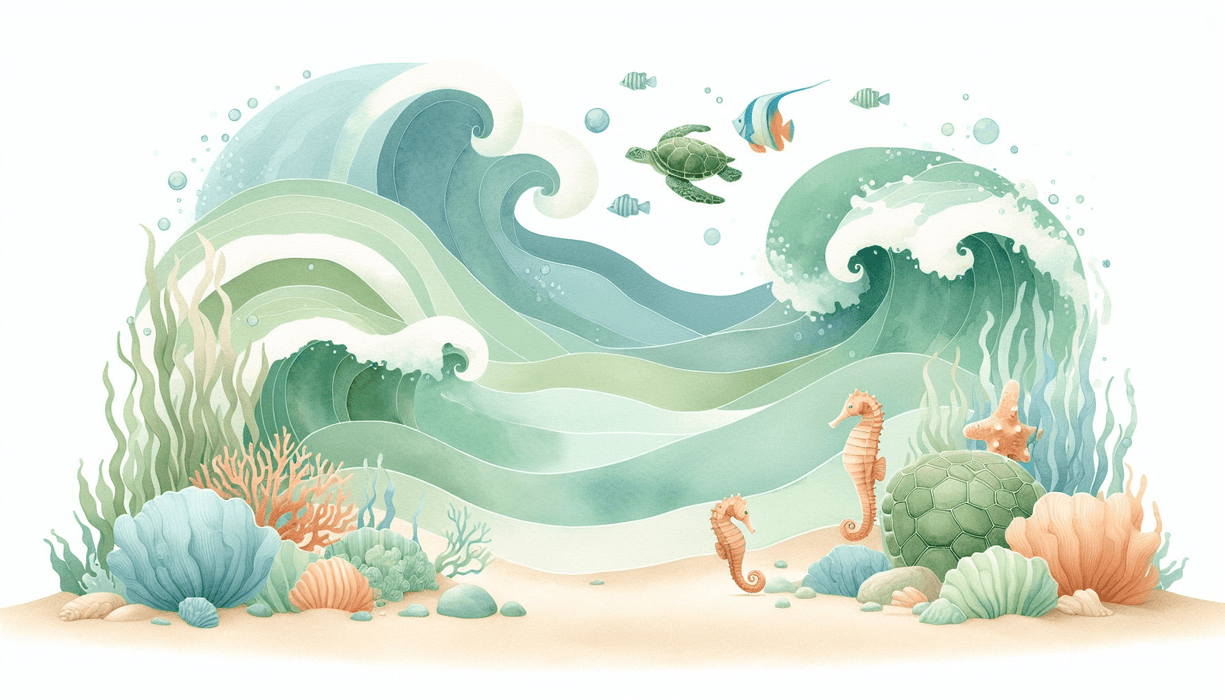 Wallpaper murals for children's rooms, including underwater, seahorse, turtle, and coral - Carving wallpaper
