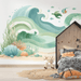 Wallpaper murals for children's rooms, including underwater, seahorse, turtle, and coral - Carving wallpaper