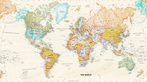 Wallpaper World Map | Detailed and Colorful - Carving wallpaper