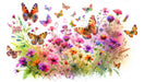 Watercolor Butterfly & Floral Wallpaper Mural | Romantic Botanical Dance in Soft Pastels